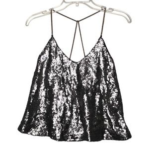 LUXE APOTHETIQUE | Sequin Shimmer Chain Spaghetti Strappy Slinky Tank Top
